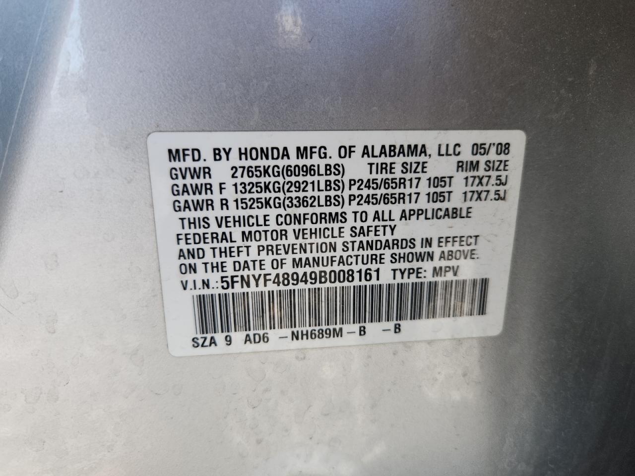 2009 HONDA PILOT