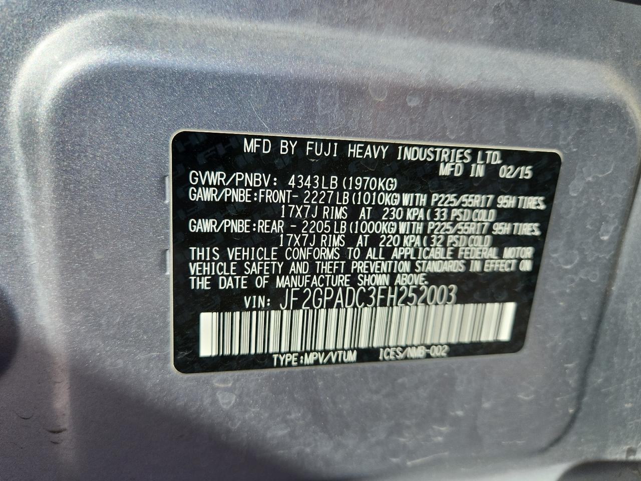 2015 SUBARU XV Crosstrek