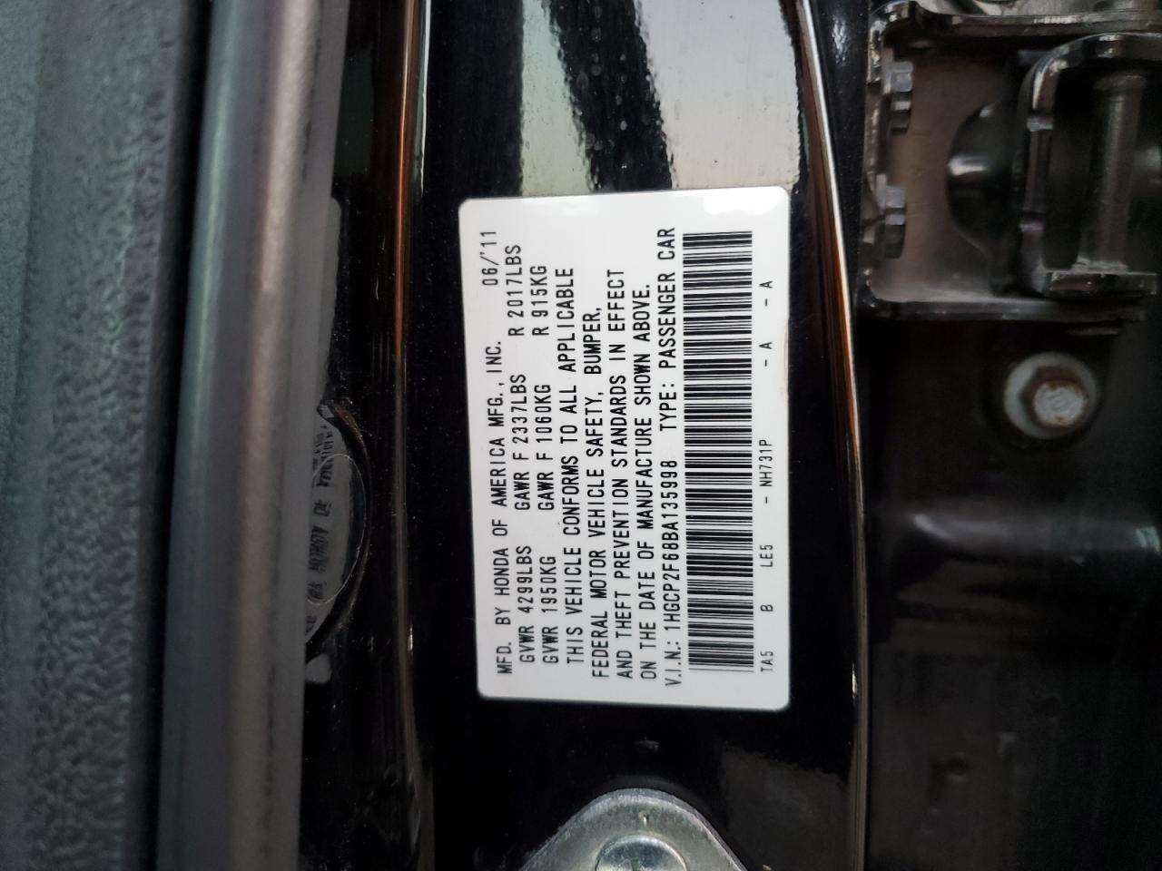 2011 HONDA ACCORD