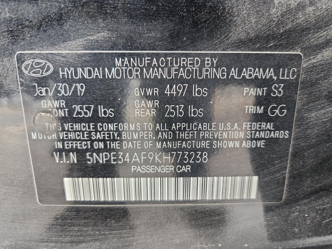 2019 HYUNDAI SONATA