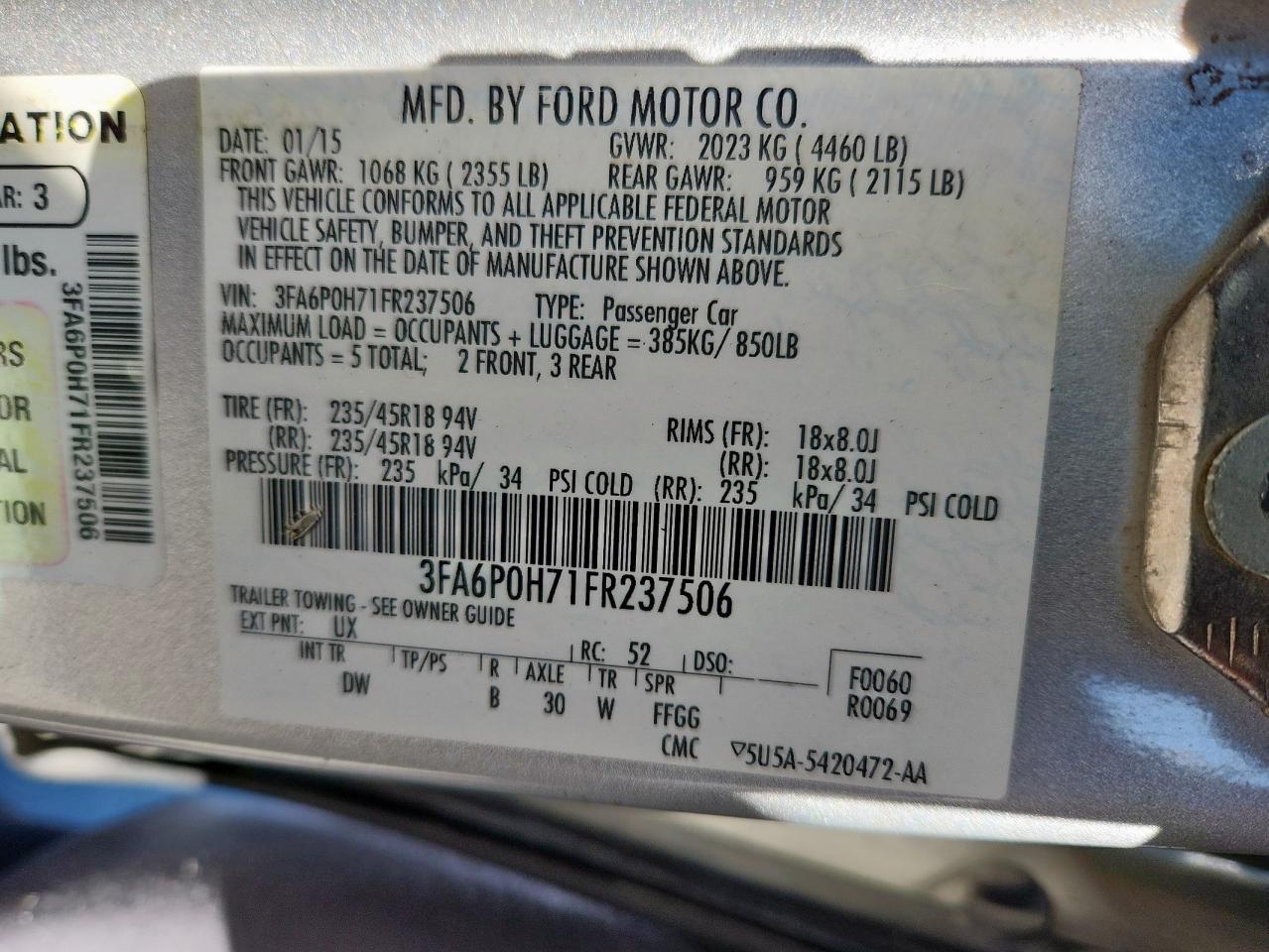 2015 FORD FUSION