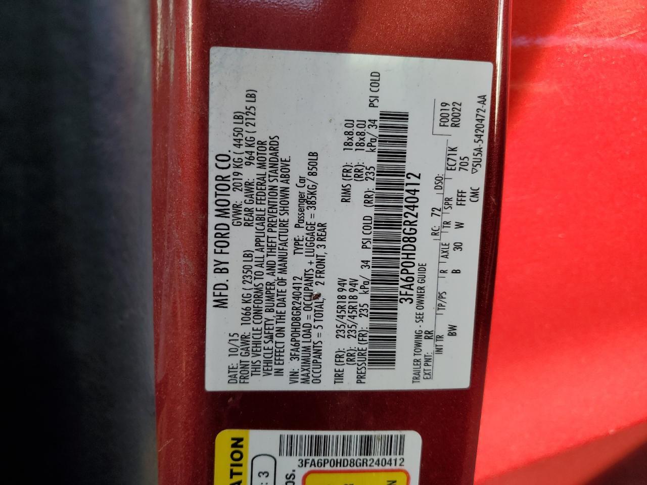 2016 FORD FUSION