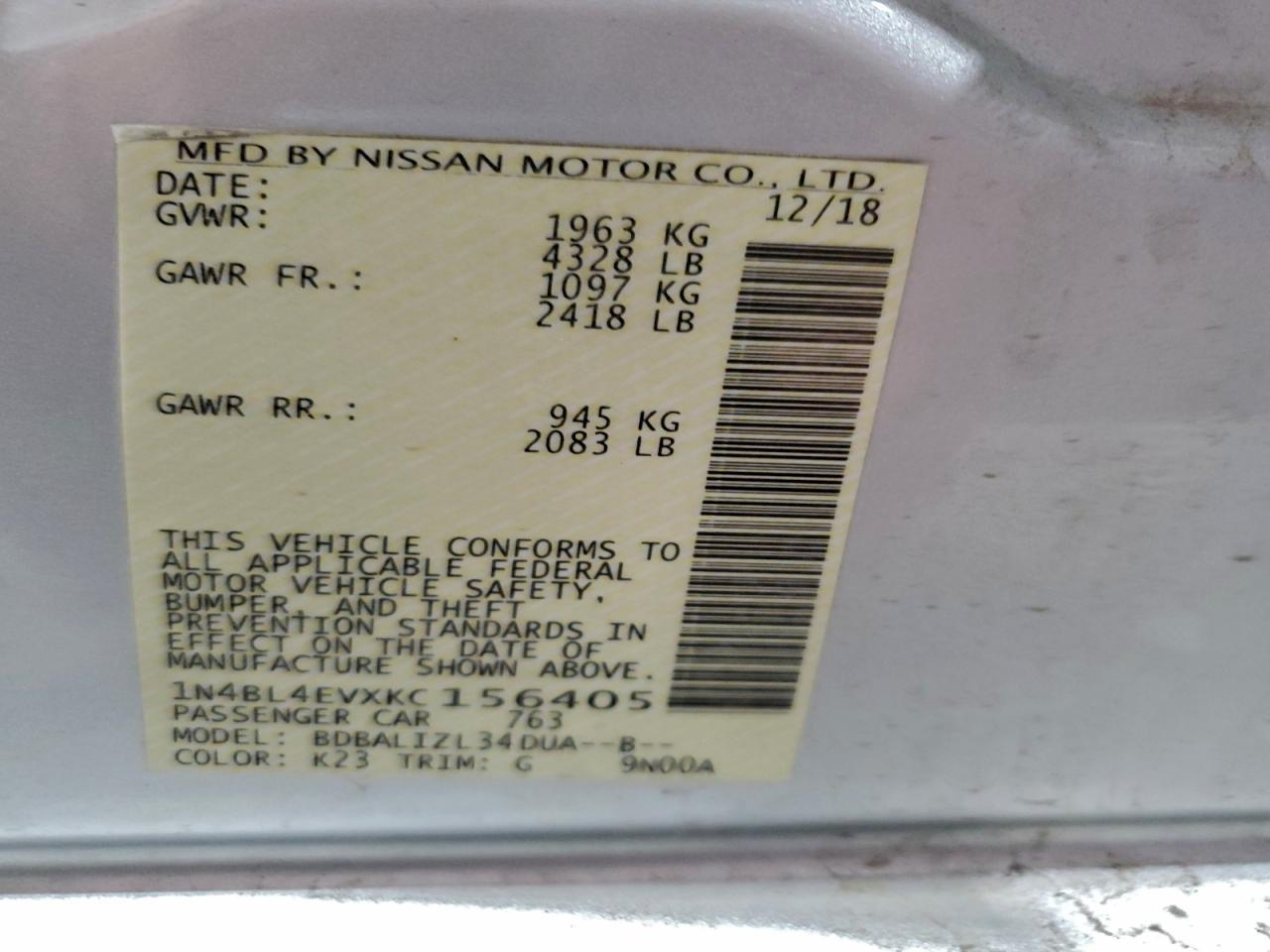 2019 NISSAN ALTIMA