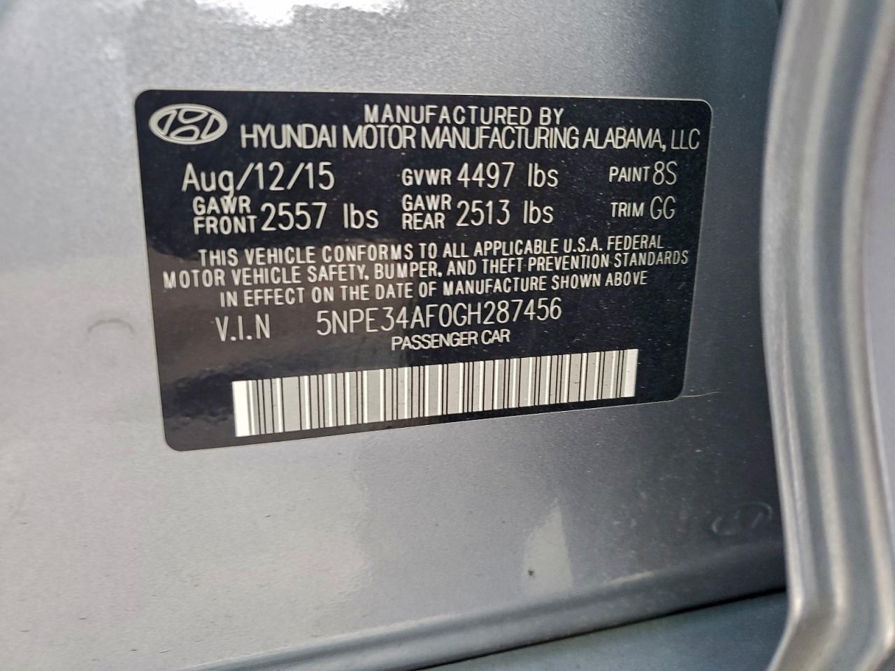 2016 HYUNDAI SONATA