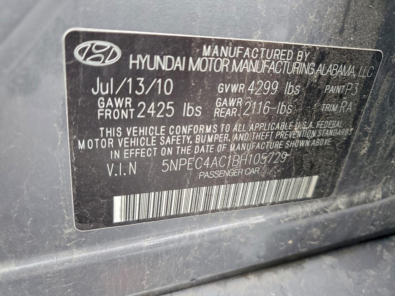 2011 HYUNDAI SONATA