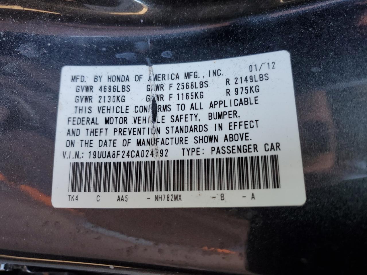 2012 ACURA TL