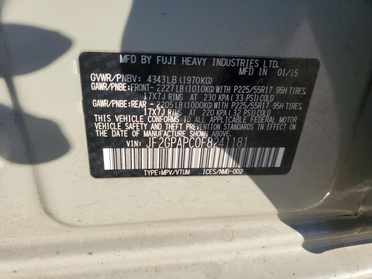 2015 SUBARU XV Crosstrek