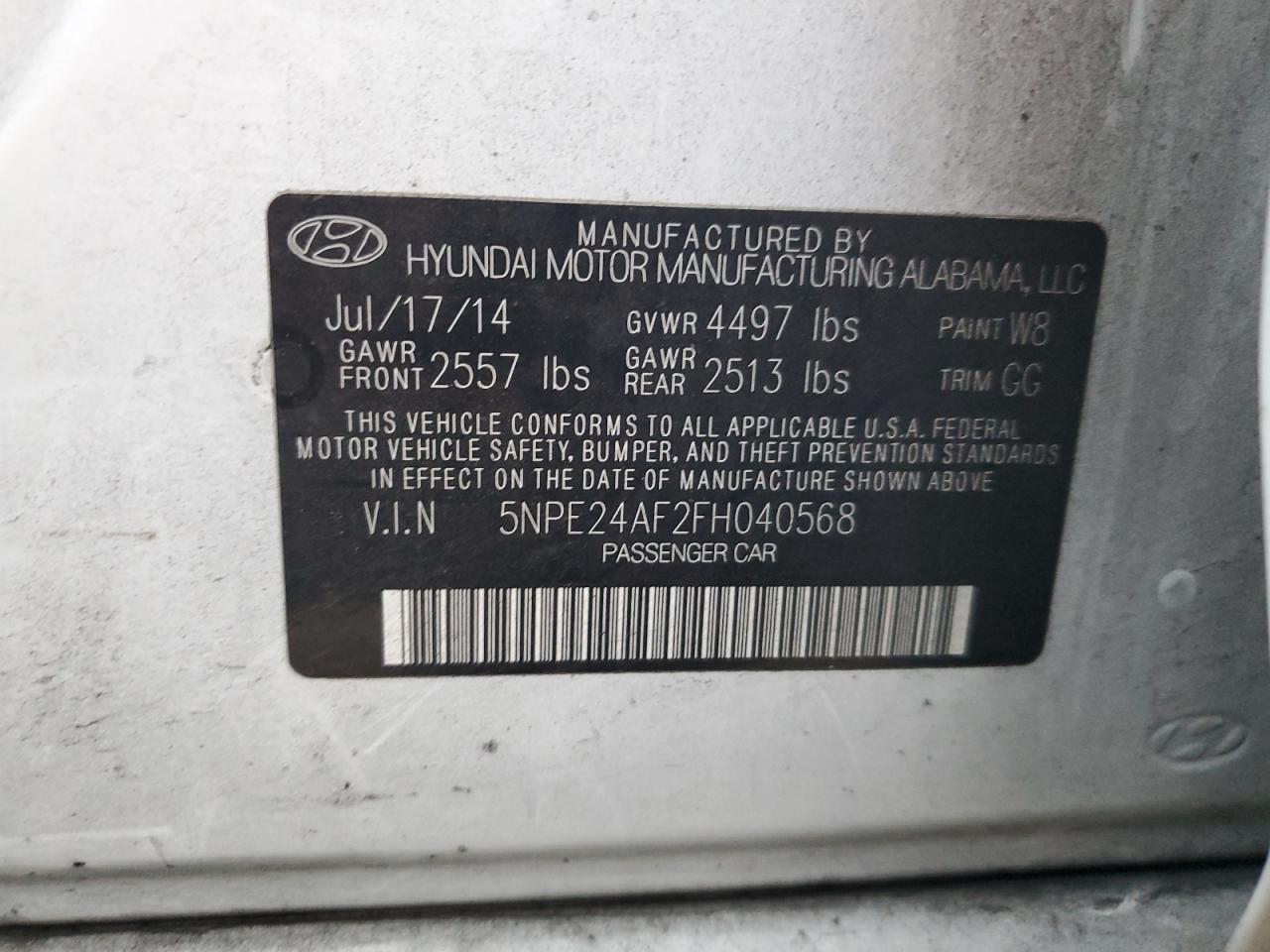 2015 HYUNDAI SONATA