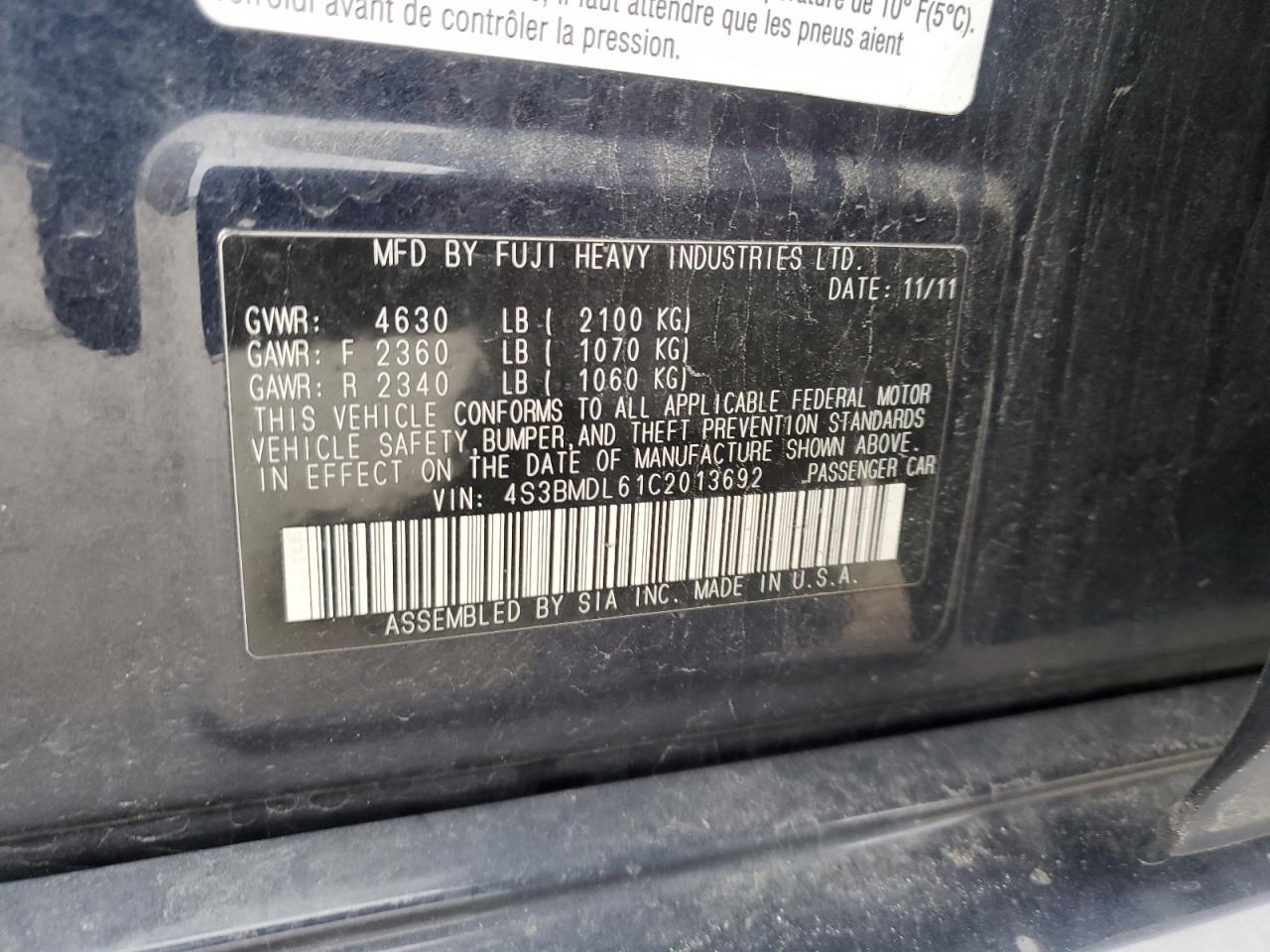 2012 SUBARU Legacy