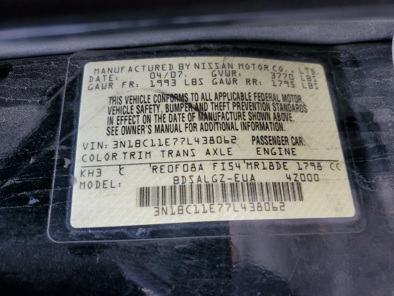 2007 NISSAN VERSA