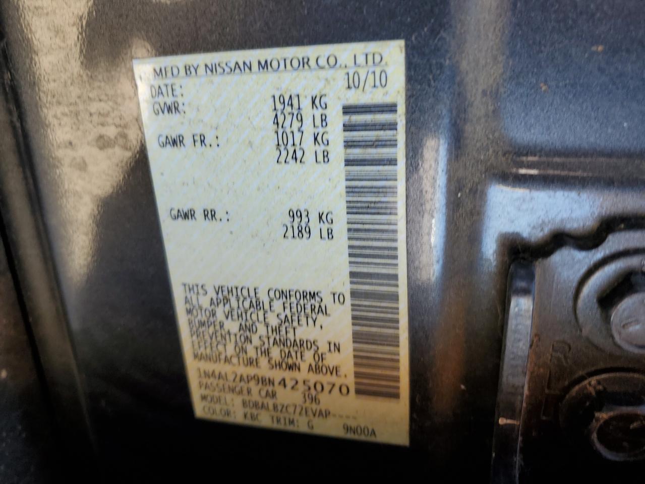 2011 NISSAN ALTIMA
