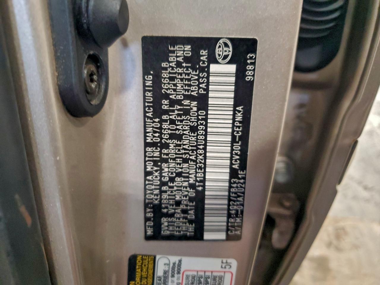 2004 TOYOTA CAMRY