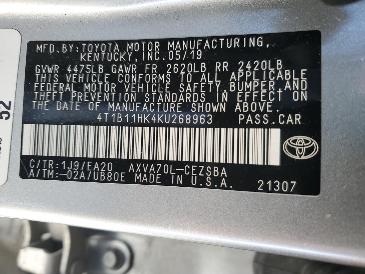 2019 TOYOTA CAMRY