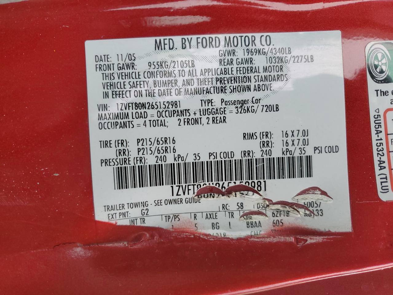 2006 FORD MUSTANG