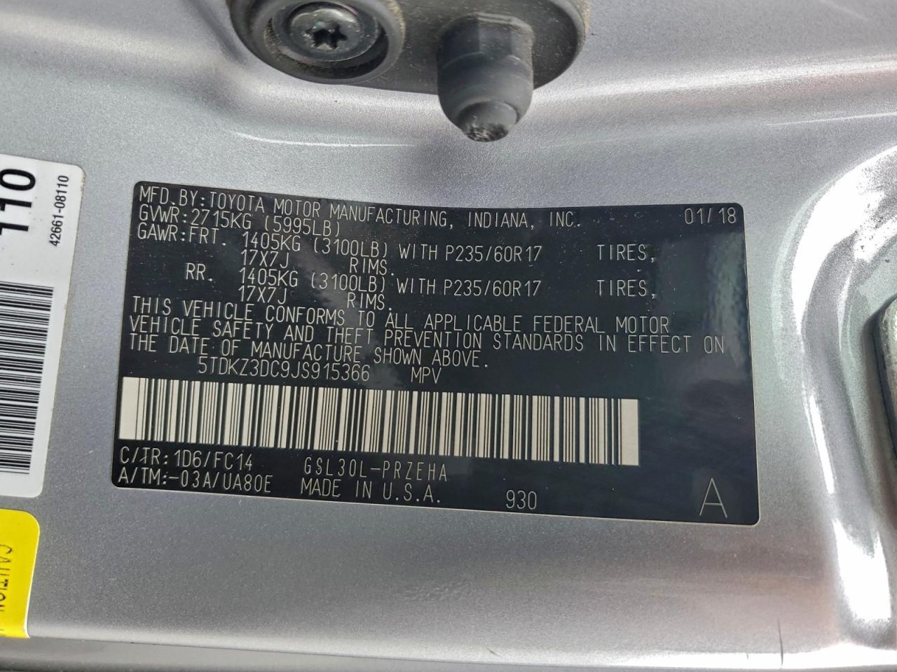2018 TOYOTA SIENNA
