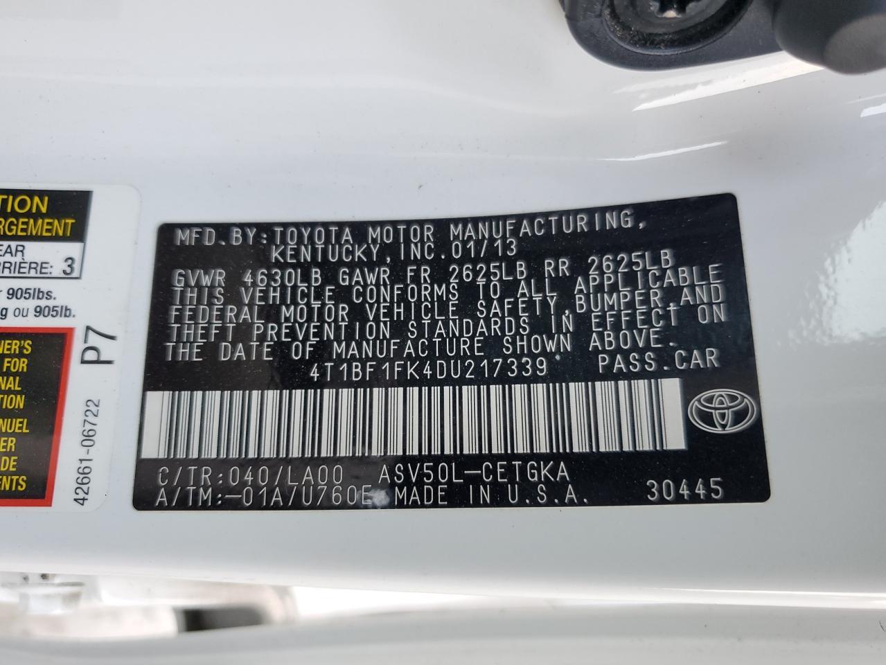 2013 TOYOTA CAMRY