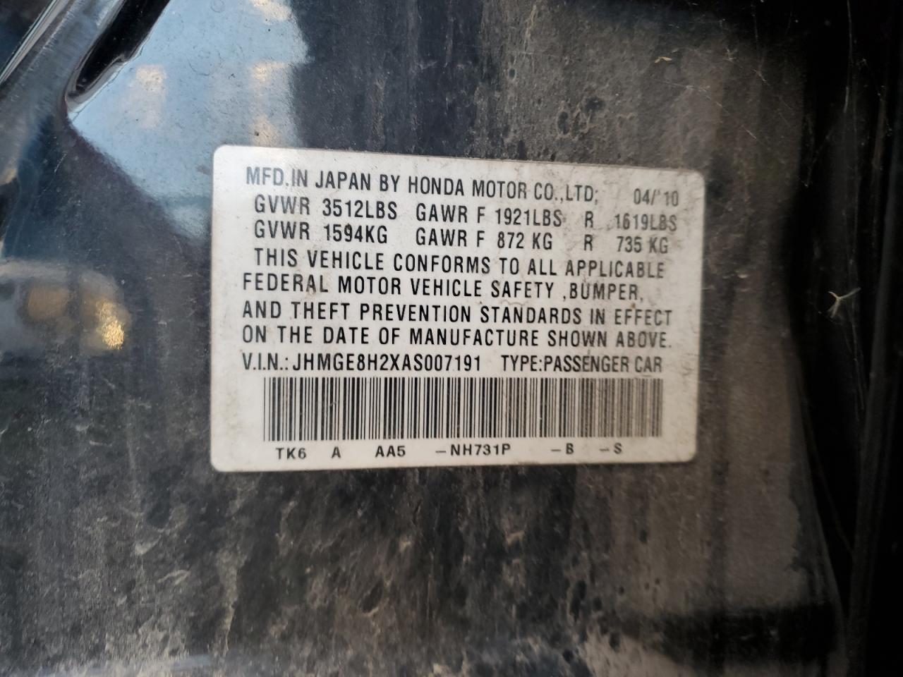 2010 HONDA FIT