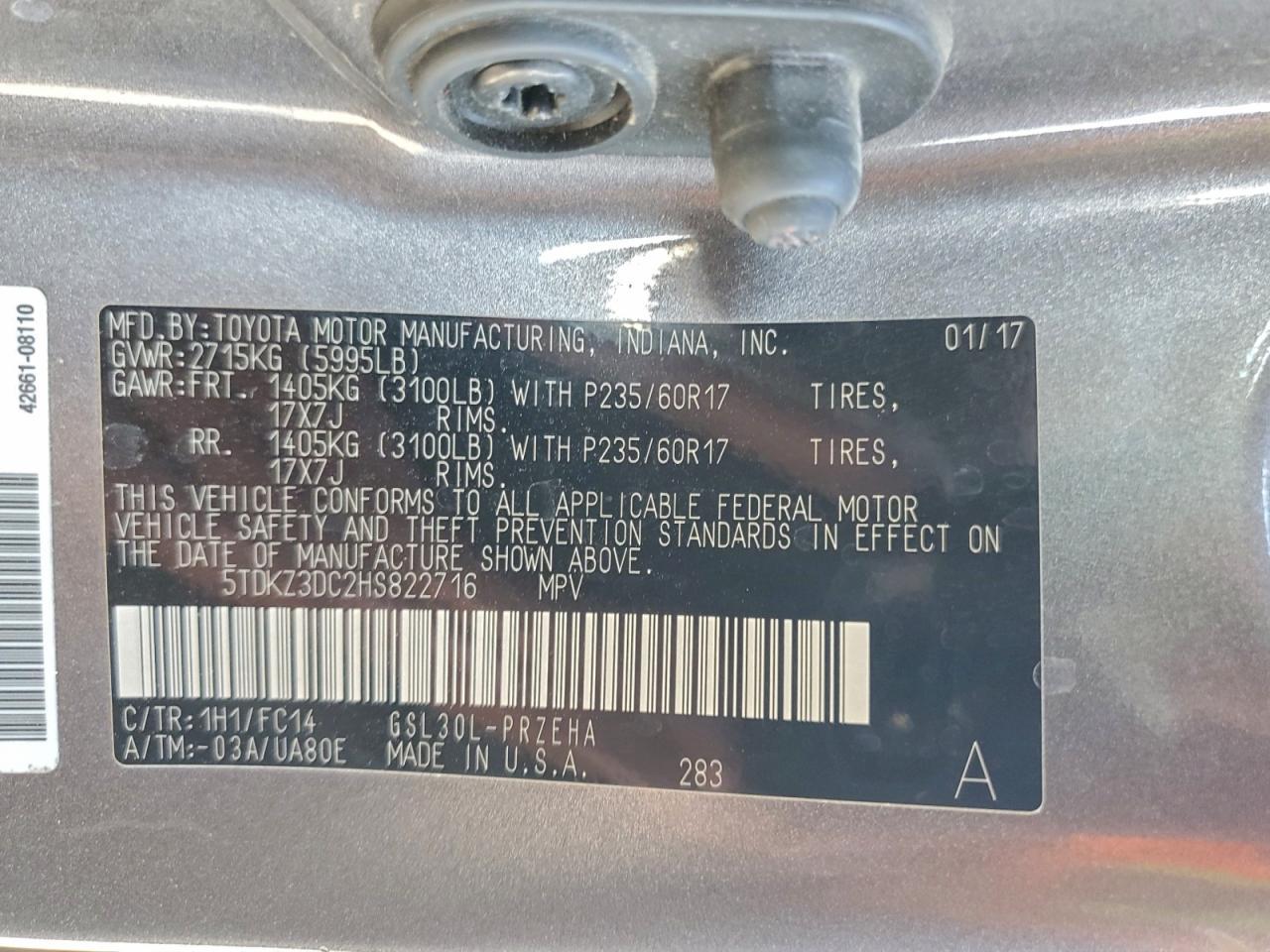 2017 TOYOTA SIENNA