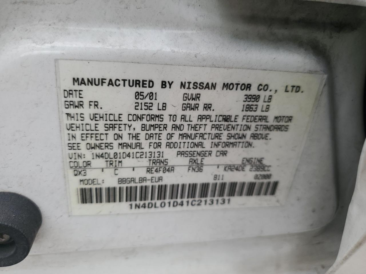 2001 NISSAN ALTIMA