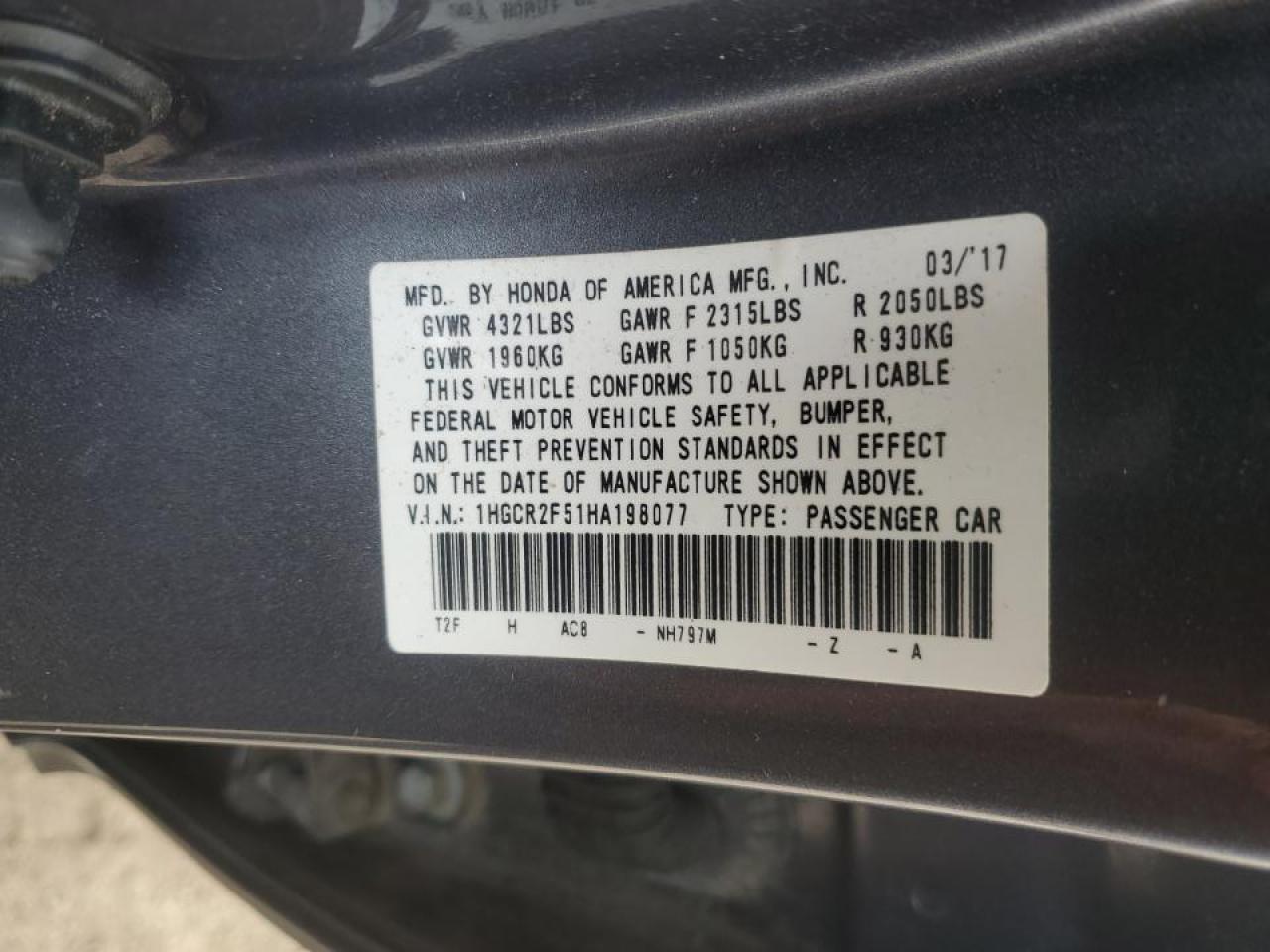 2017 HONDA ACCORD