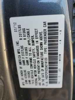2012 HONDA ACCORD