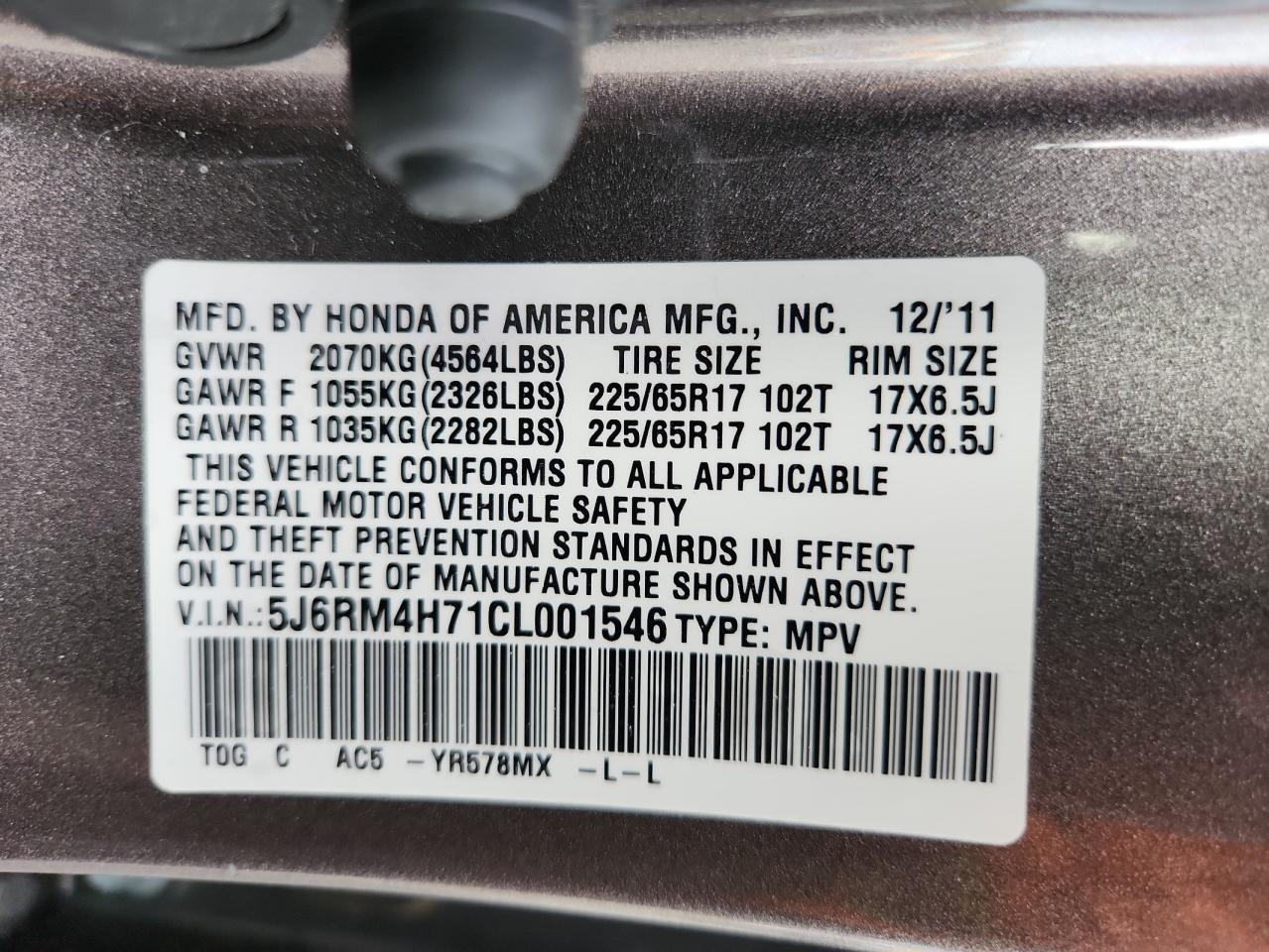 2012 HONDA CR-V