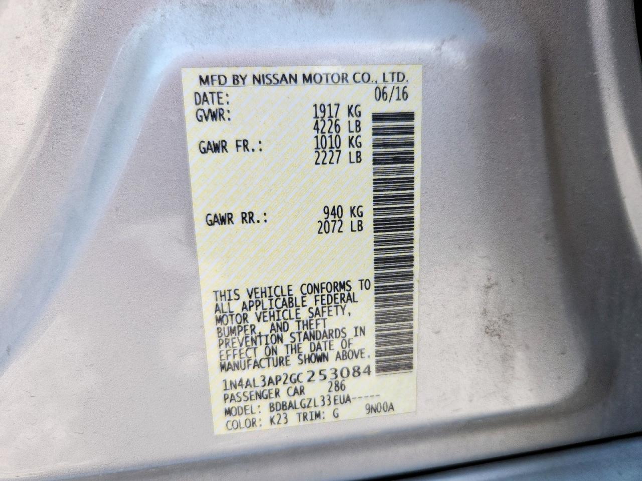 2016 NISSAN ALTIMA