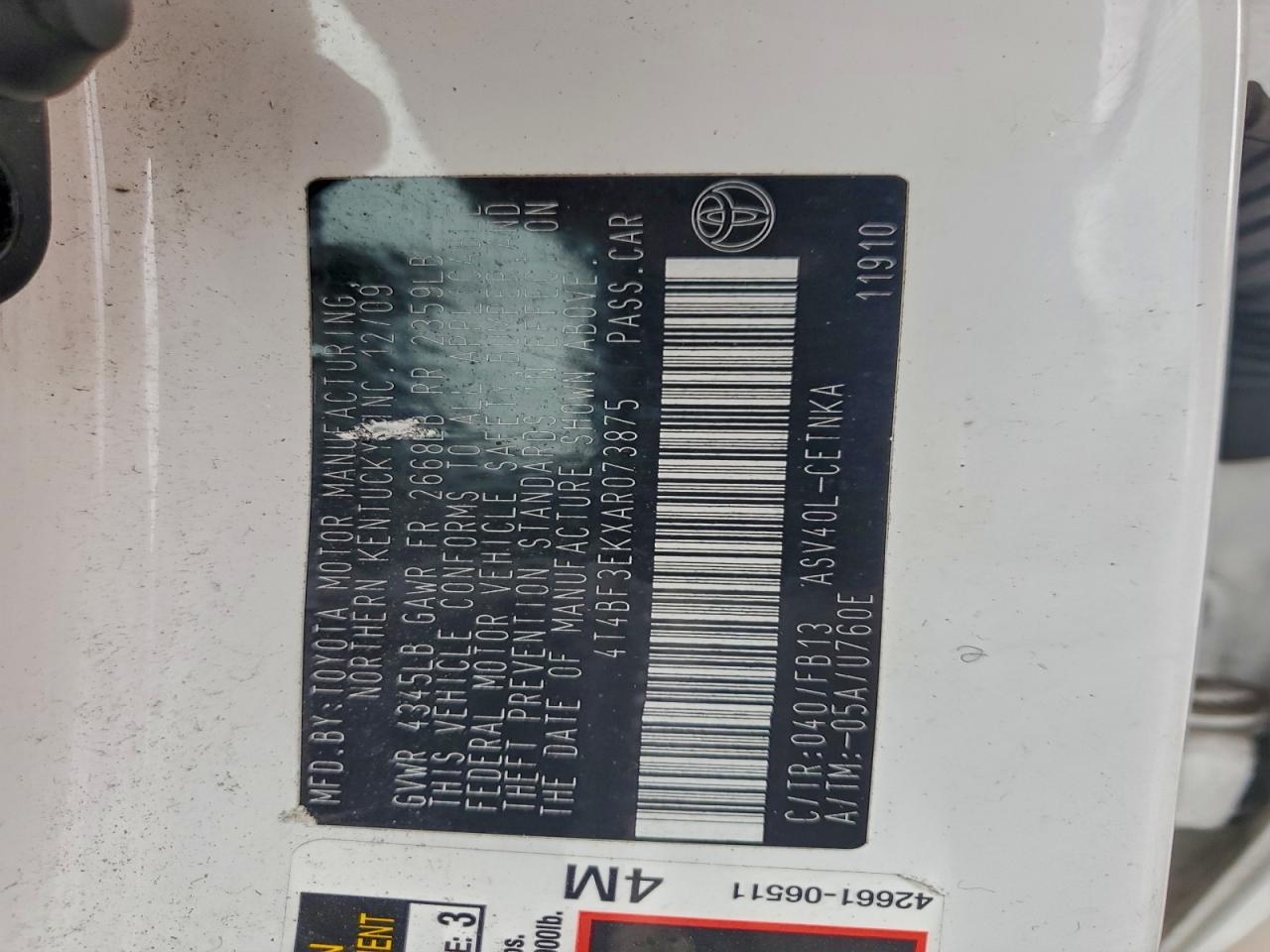 2010 TOYOTA CAMRY
