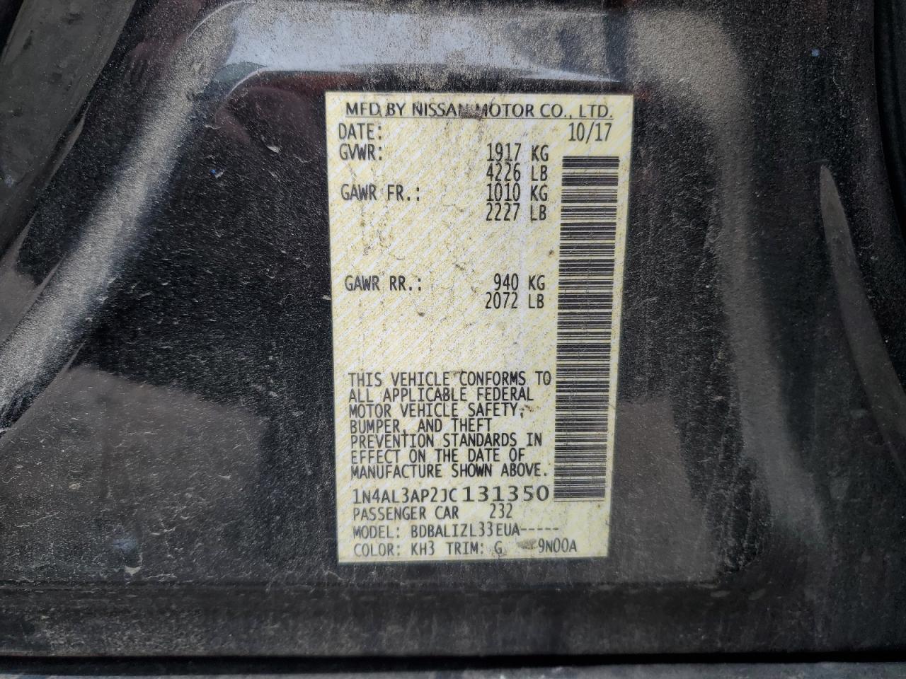 2018 NISSAN ALTIMA