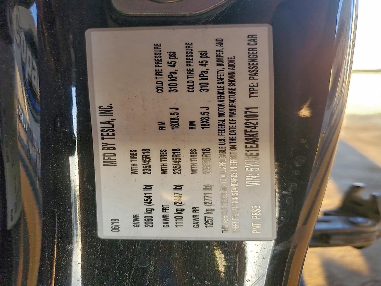 2019 TESLA MODEL 3
