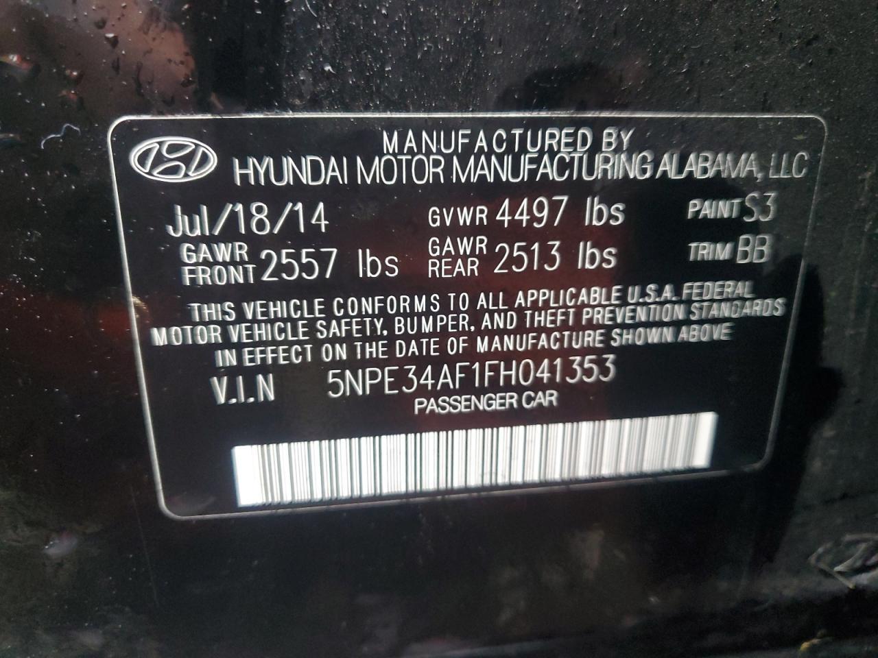 2015 HYUNDAI SONATA