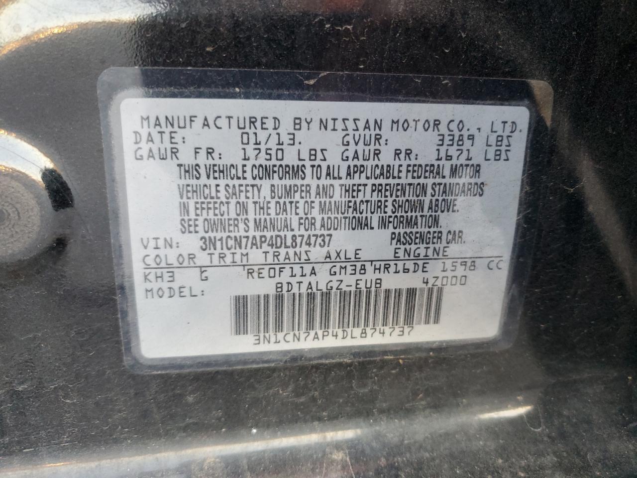 2013 NISSAN VERSA