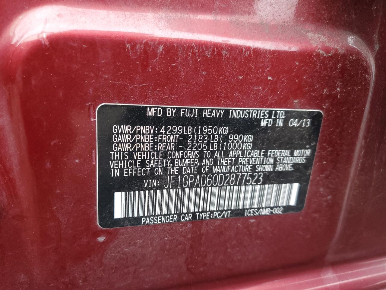 2013 SUBARU IMPREZA