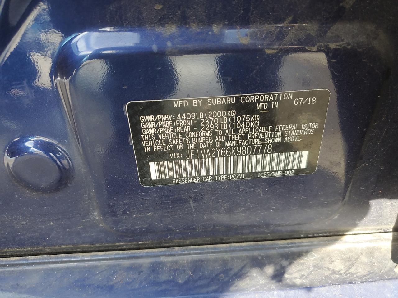 2019 SUBARU WRX
