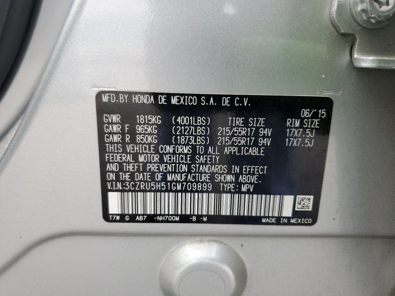 2016 HONDA HR-V