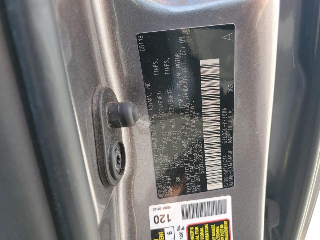 2019 TOYOTA SIENNA