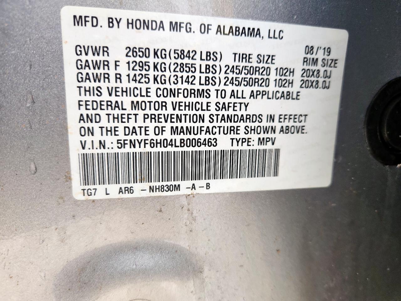 2020 HONDA PILOT