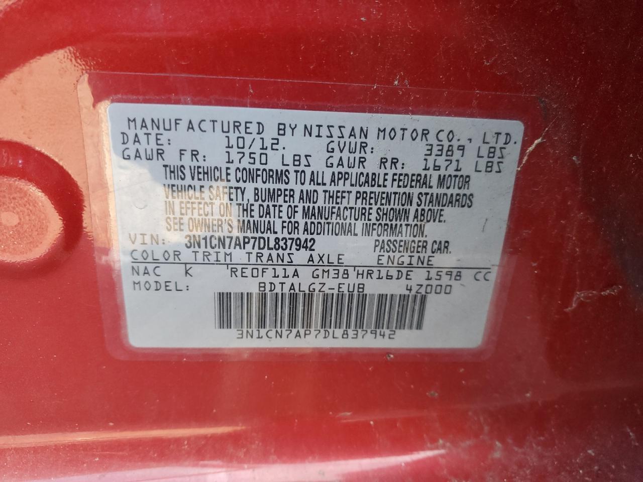 2013 NISSAN VERSA