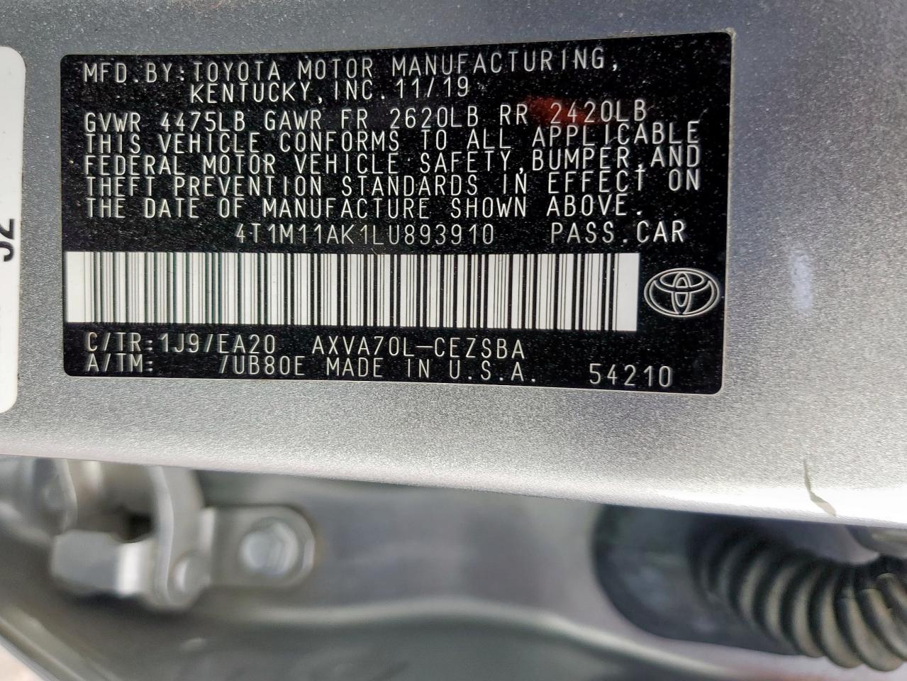 2020 TOYOTA CAMRY