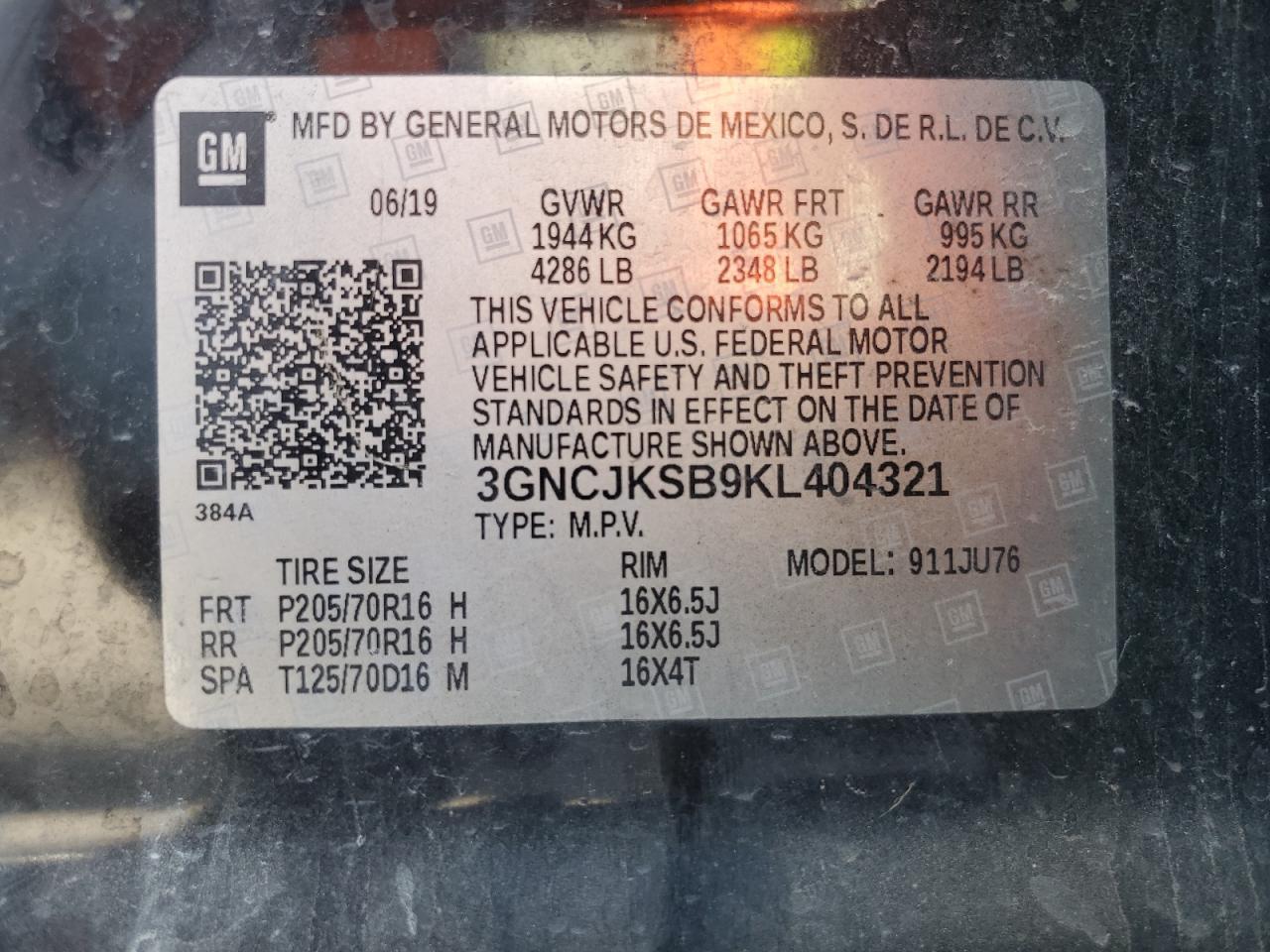 2019 CHEVROLET TRAX