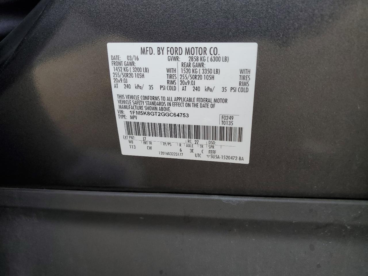 2016 FORD Explorer Sport Trac