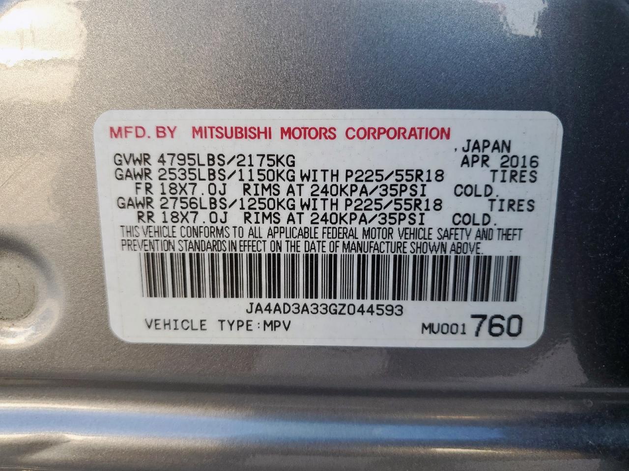 2016 MITSUBISHI outlander