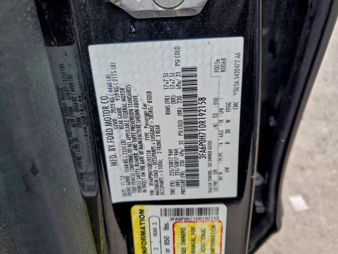 2013 FORD FUSION