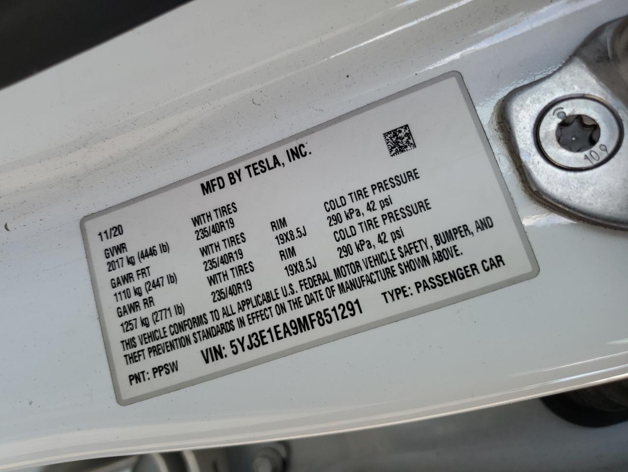 2021 TESLA MODEL 3