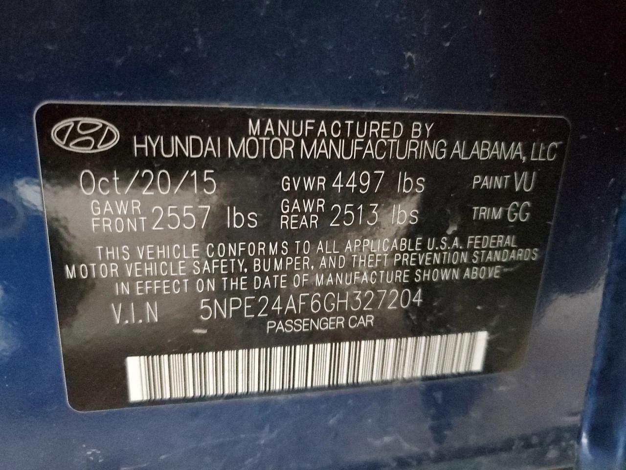 2016 HYUNDAI SONATA