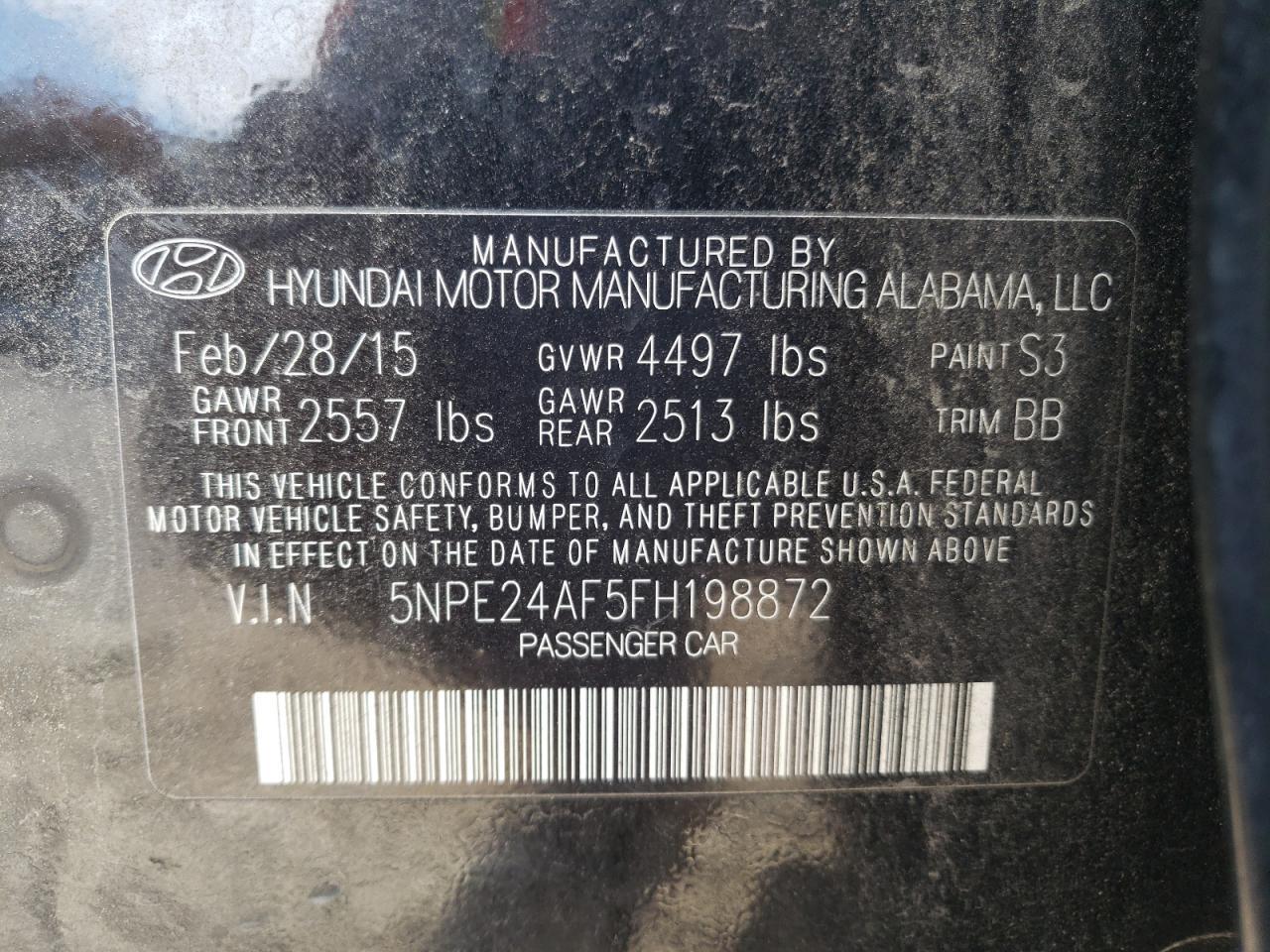 2015 HYUNDAI SONATA