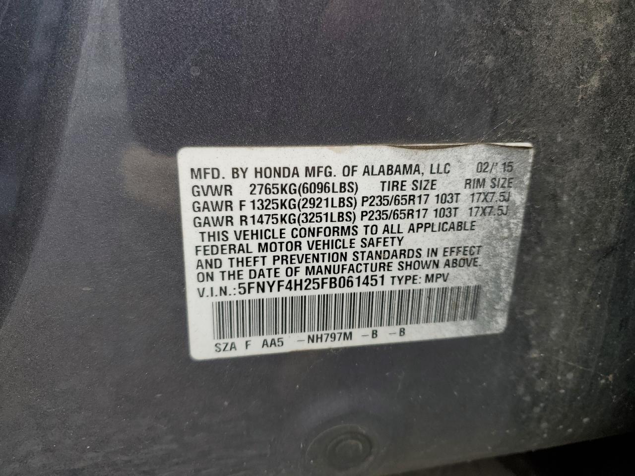 2015 HONDA PILOT