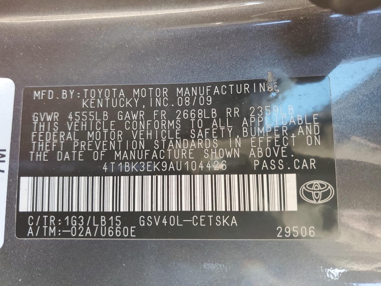 2010 TOYOTA CAMRY
