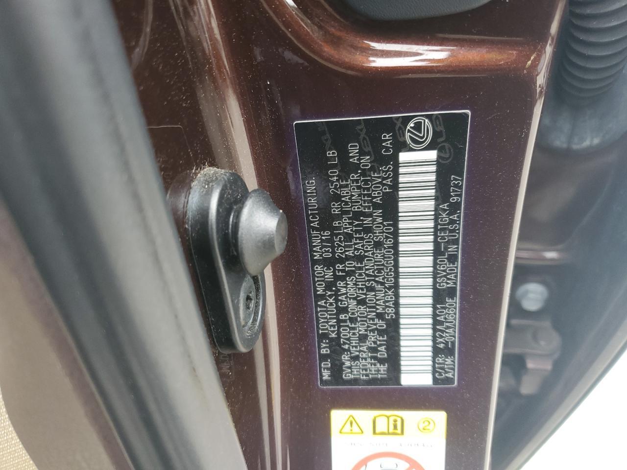 2016 LEXUS ES 350