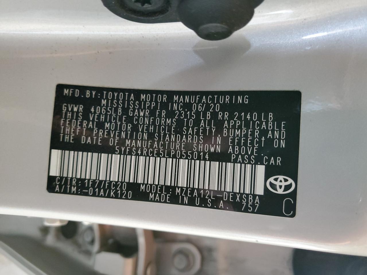 2020 TOYOTA COROLLA